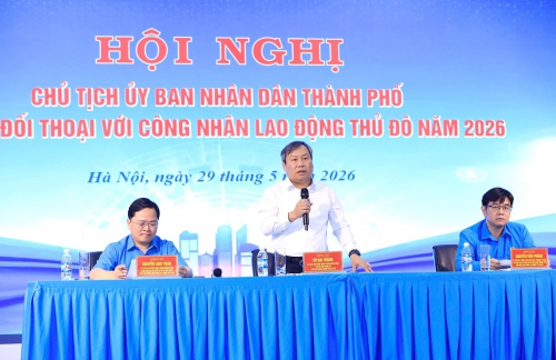 Chủ tịch UBND TP Hà Nội Vũ Đại Thắng gặp gỡ, đối thoại với công nhân lao động Thủ đô